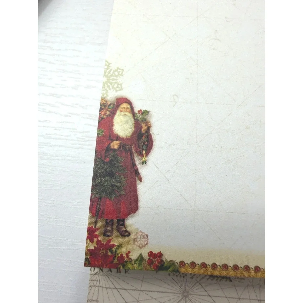 Punch Studio Christmas Notepad Set Red Gold Victorian Santa